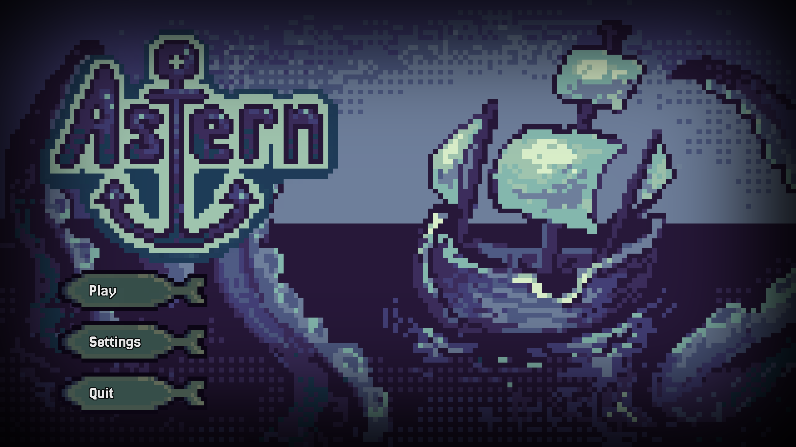 Astern main menu screen from the fishing jam build.
